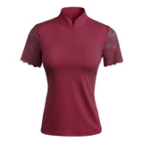 Women's Polo Shirt Short Sleeve with Chic Lace for Horse Riding, Golf, and Casual wear