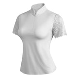 Women's Polo Shirt Short Sleeve with Chic Lace for Horse Riding, Golf, and Casual wear