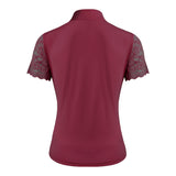 Women's Polo Shirt Short Sleeve with Chic Lace for Horse Riding, Golf, and Casual wear
