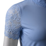 Women's Polo Shirt Short Sleeve with Chic Lace for Horse Riding, Golf, and Casual wear