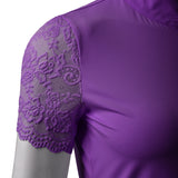 Women's Polo Shirt Short Sleeve with Chic Lace for Horse Riding, Golf, and Casual wear