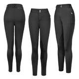 Hoof & Haute Women's Horse Riding Pants Side Zipper Pockets | Knee-Patch Breeches | Equestrian Performance for Women