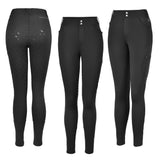 Hoof & Haute Women's Horse Riding Pants Side Zipper Pockets | Silicone Full-Seat Breeches | Equestrian Performance