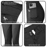 Hoof & Haute Women's Horse Riding Pants Side Zipper Pockets | Knee-Patch Breeches | Equestrian Performance for Women