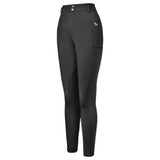 Hoof & Haute Women's Horse Riding Pants Side Zipper Pockets | Knee-Patch Breeches | Equestrian Performance for Women