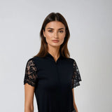 Women's Polo Shirt Short Sleeve with Chic Lace for Horse Riding, Golf, and Casual wear
