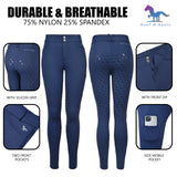 Hoof & Haute Women's Horse Riding Pants Side Zipper Pockets | Silicone Full-Seat Breeches | Equestrian Performance