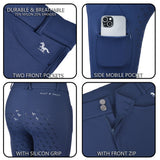 Hoof & Haute Women's Horse Riding Pants Side Zipper Pockets | Silicone Full-Seat Breeches | Equestrian Performance