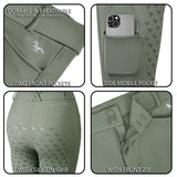 Hoof & Haute Women's Horse Riding Pants Side Zipper Pockets | Silicone Full-Seat Breeches | Equestrian Performance