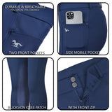 Hoof & Haute Women's Horse Riding Pants Side Zipper Pockets | Knee-Patch Breeches | Equestrian Performance for Women