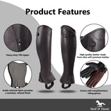 Premium Leather Half Chaps, crafted from high-quality leather with a refined, polished finish. Free Leather Gloves included!