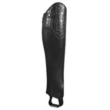 Stylish Alligator Design Premium Leather Half Chaps. Heavy Duty YKK Zipper. Well-crafted look. Free Leather Gloves Included.