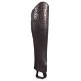 Stylish Alligator Design Premium Leather Half Chaps. Heavy Duty YKK Zipper. Well-crafted look. Free Leather Gloves Included.
