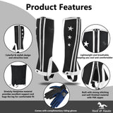 Neoprene Equestrian Half Chaps. Colorful and Stylish. Lightweight and Breathable. YKK zipper. Free Gloves Included!