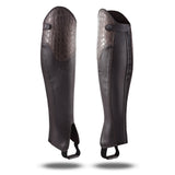 Stylish Alligator Design Premium Leather Half Chaps. Heavy Duty YKK Zipper. Well-crafted look. Free Leather Gloves Included.