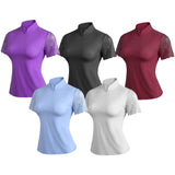 Women's Polo Shirt Short Sleeve with Chic Lace for Horse Riding, Golf, and Casual wear